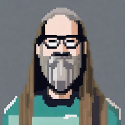 A pixel art depiction of Rick Rubin wearing glasses