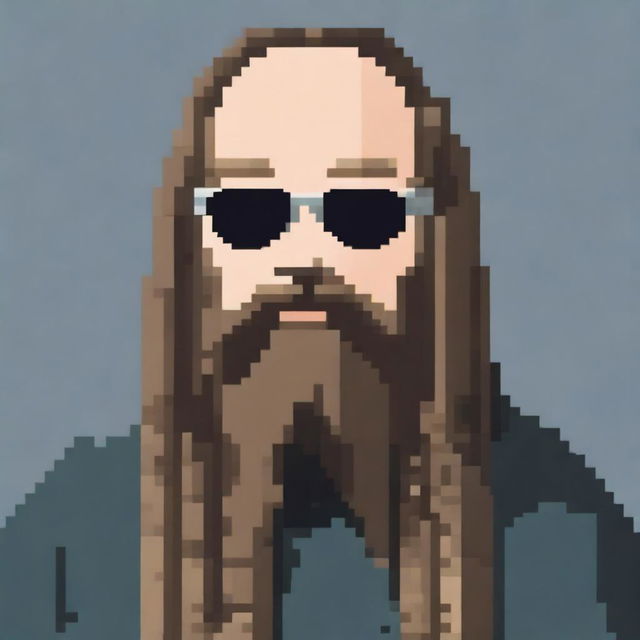 A 16x16 pixel art representation of Rick Rubin wearing glasses