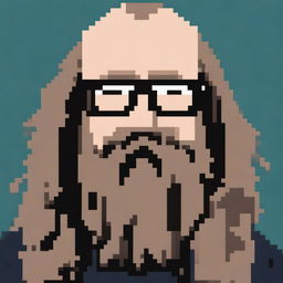 A 16x16 pixel art representation of Rick Rubin wearing glasses