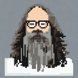 A 16x16 pixel art representation of Rick Rubin wearing glasses