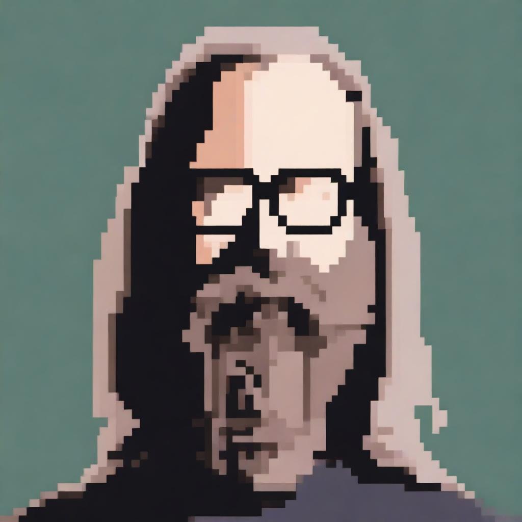 Create a 16x16 pixel art image of Rick Rubin wearing glasses