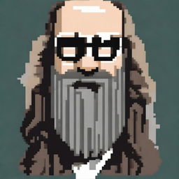 Create a 16x16 pixel art image of Rick Rubin wearing glasses