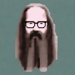 Create a 16x16 pixel art image of Rick Rubin wearing glasses