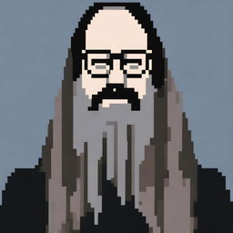 Create a 16x16 pixel art image of Rick Rubin wearing glasses