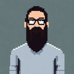 Create a 16x16 pixel art image of a man with a long black beard and glasses