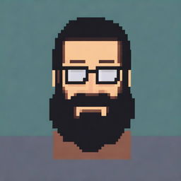 Create a 16x16 pixel art image of a man with a long black beard and glasses