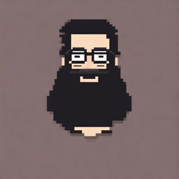 Create a 16x16 pixel art image of a man with a long black beard and glasses