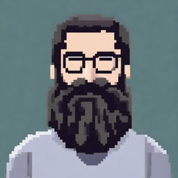 Create a 16x16 pixel art image of a man with a long black beard and glasses