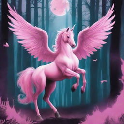 A book cover featuring a beautiful, magical pink Pegasus with a sinister twist