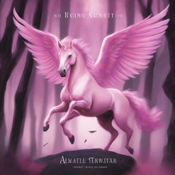 A book cover featuring a beautiful, magical pink Pegasus with a sinister twist