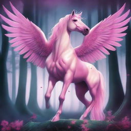 A book cover featuring a beautiful, magical pink Pegasus with a sinister twist