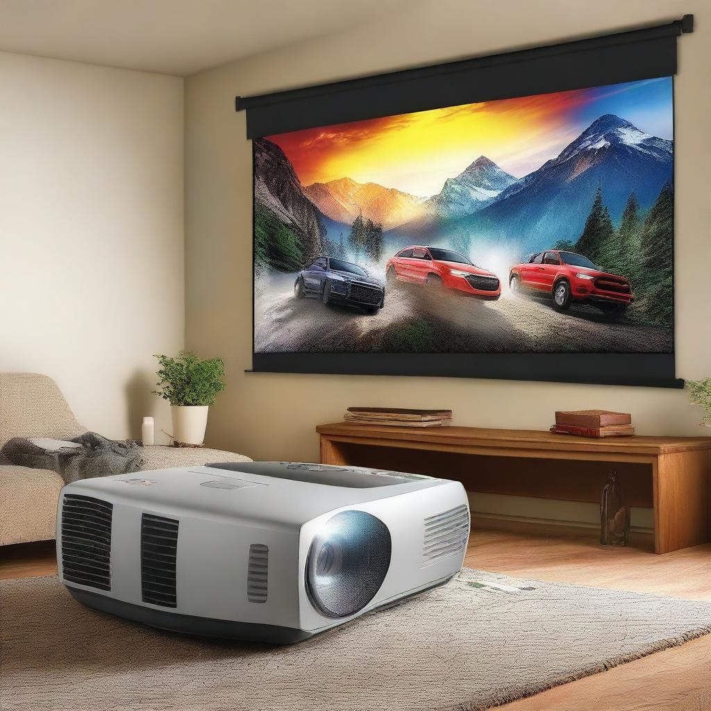 A projector displaying thrilling moments from various adventures and exciting events