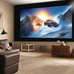 A projector displaying thrilling moments from various adventures and exciting events