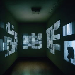 A projector in a dark room casting images onto a wall