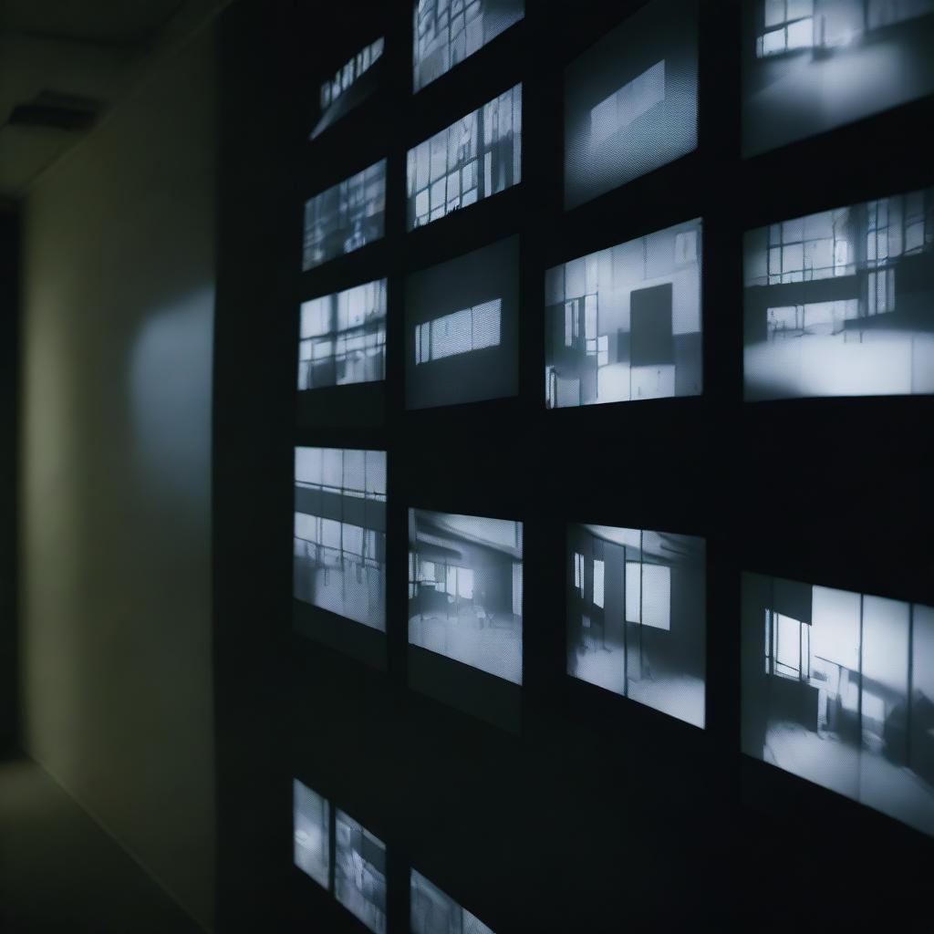 A projector in a dark room casting images onto a wall