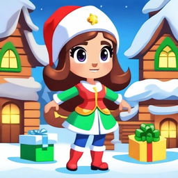 Create a Brawl Stars girl character named George, themed around a holiday getaway