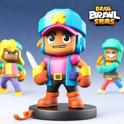 Create a detailed and colorful toy figure inspired by the characters from Brawl Stars