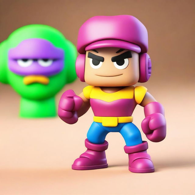 Create a detailed and colorful toy figure inspired by the characters from Brawl Stars