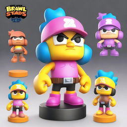 Create a detailed and colorful toy figure inspired by the characters from Brawl Stars