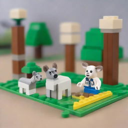 Create a detailed LEGO scene inspired by the Goat Simulator 3 pack