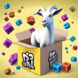 Create an image of a Jazwares mystery box themed around Goat Simulator 3