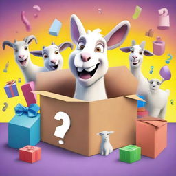 Create an image of a Jazwares mystery box themed around Goat Simulator 3