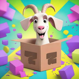 Create an image of a Jazwares mystery box themed around Goat Simulator 3