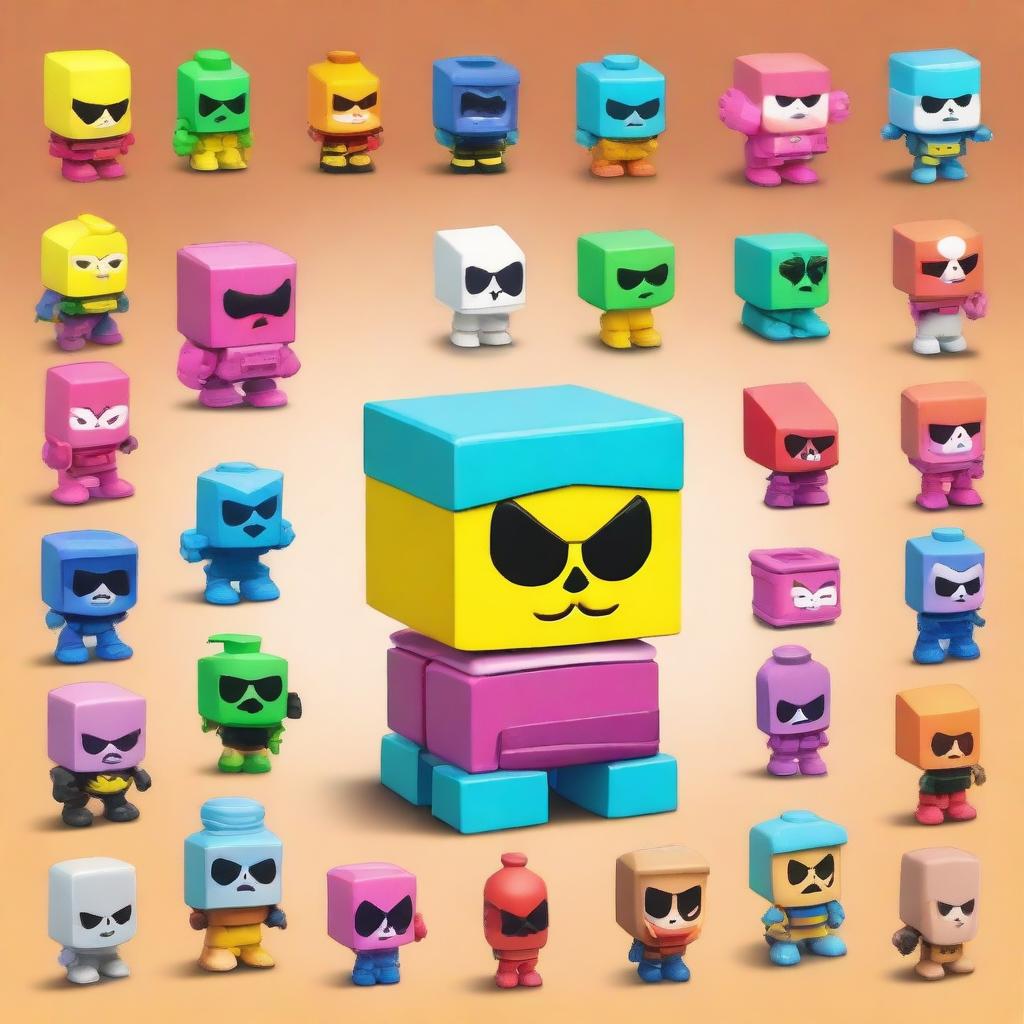 Create a detailed image of a blind box toy inspired by the Brawl Stars game