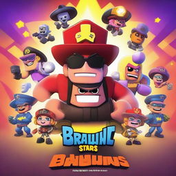 Create an image of a Brawl Stars movie poster titled 'Brawlywood'