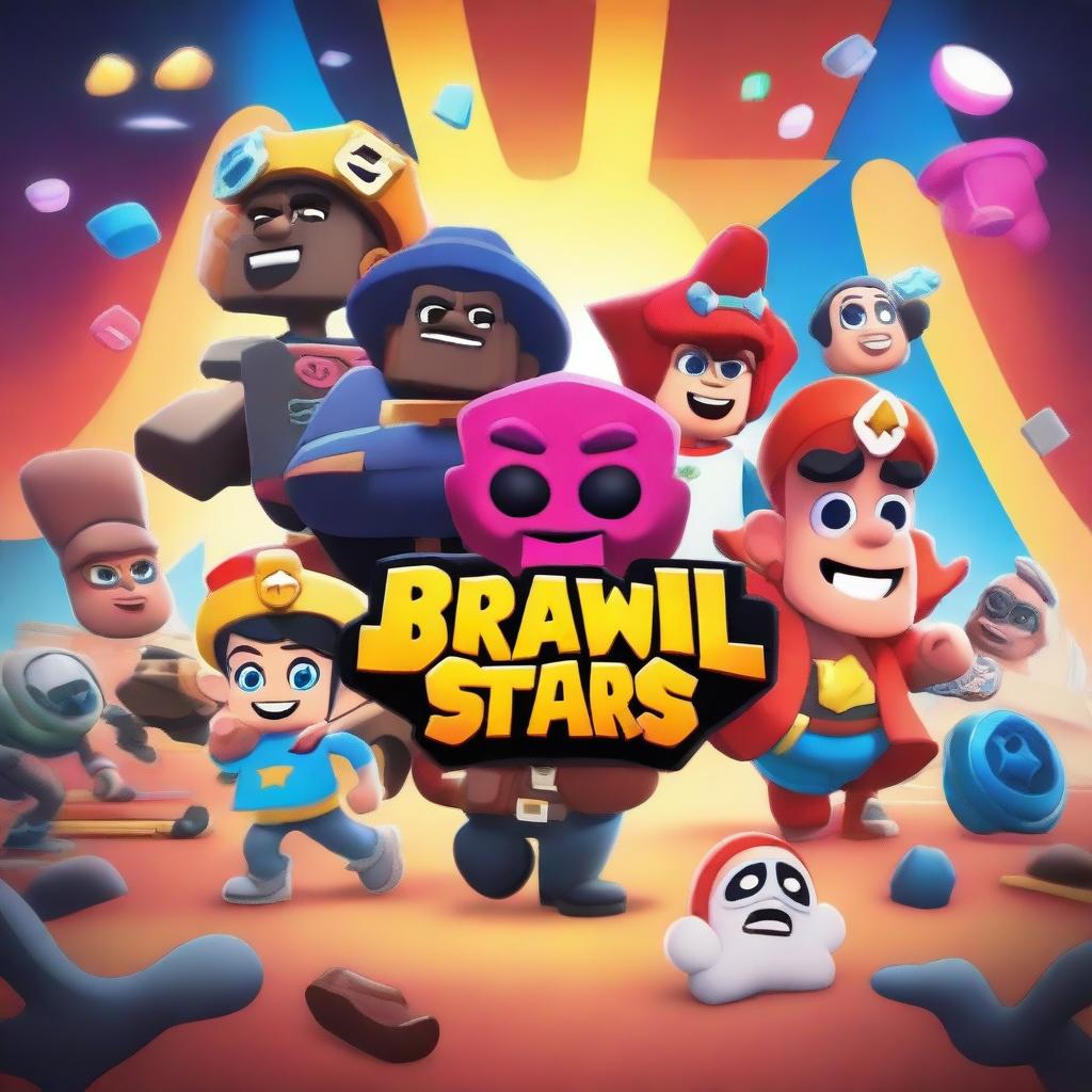 Create an image of a Brawl Stars movie poster titled 'Brawlywood'