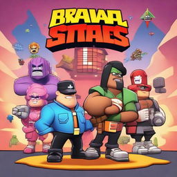 Create an image of a Brawl Stars movie poster titled 'Brawlywood'