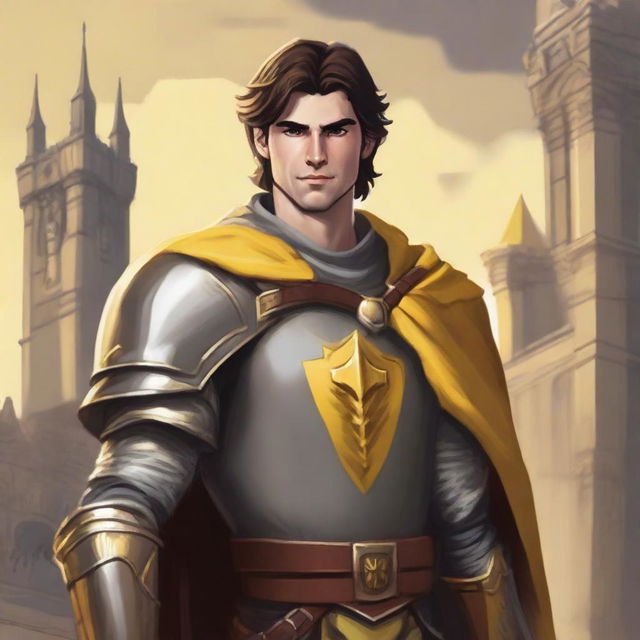 A non-realistic D&D painting style art of Jacob Elordi smiling with a raised eyebrow