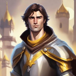 A non-realistic D&D painting style art of Jacob Elordi smiling with a raised eyebrow