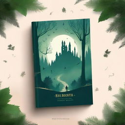 Create a captivating book cover featuring a mysterious forest with a hidden path leading to an ancient castle