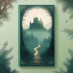 Create a captivating book cover featuring a mysterious forest with a hidden path leading to an ancient castle