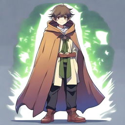 A tall, attractive teenage anime troll boy wearing a cloak