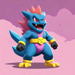 Create an image of a Brawl Stars character with a Godzilla-themed skin named 'Godzilla Anna'