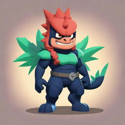 Create an image of a Brawl Stars character with a Godzilla-themed skin named 'Godzilla Anna'