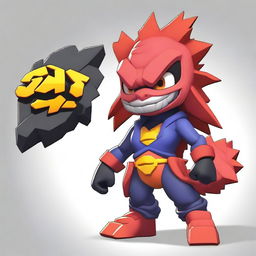 Create an image of a Brawl Stars character with a Godzilla-themed skin named 'Godzilla Anna'