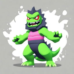 Create an image of a Brawl Stars character with a Godzilla-themed skin named 'Godzilla Anna'