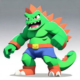 Create an image of a Brawl Stars character with a Godzilla-themed skin named 'Godzilla Anna'