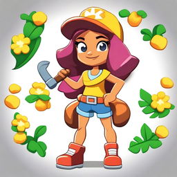 Create a Brawl Stars character named Gabby, designed as a Rumble Jungle girl