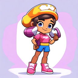 Create an image of a Brawl Stars Retropolis girl character named Coco