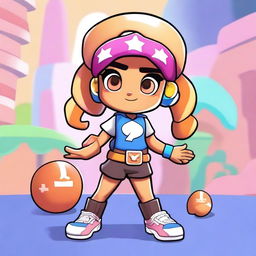 Create an image of a Brawl Stars Retropolis girl character named Coco