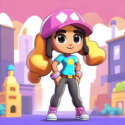 Create an image of a Brawl Stars Retropolis girl character named Coco