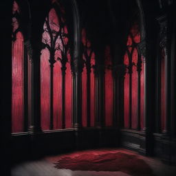 A gothic scene featuring red and black elements