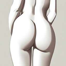 A detailed illustration focusing on the buttocks, depicted in a tasteful and artistic manner