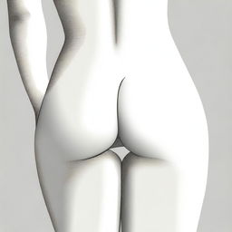 A detailed illustration focusing on the buttocks, depicted in a tasteful and artistic manner