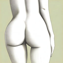 A detailed illustration focusing on the buttocks, depicted in a tasteful and artistic manner