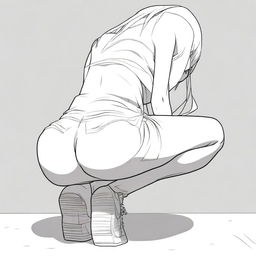 An anime-style illustration focusing on the buttocks of a character in a kneeling position